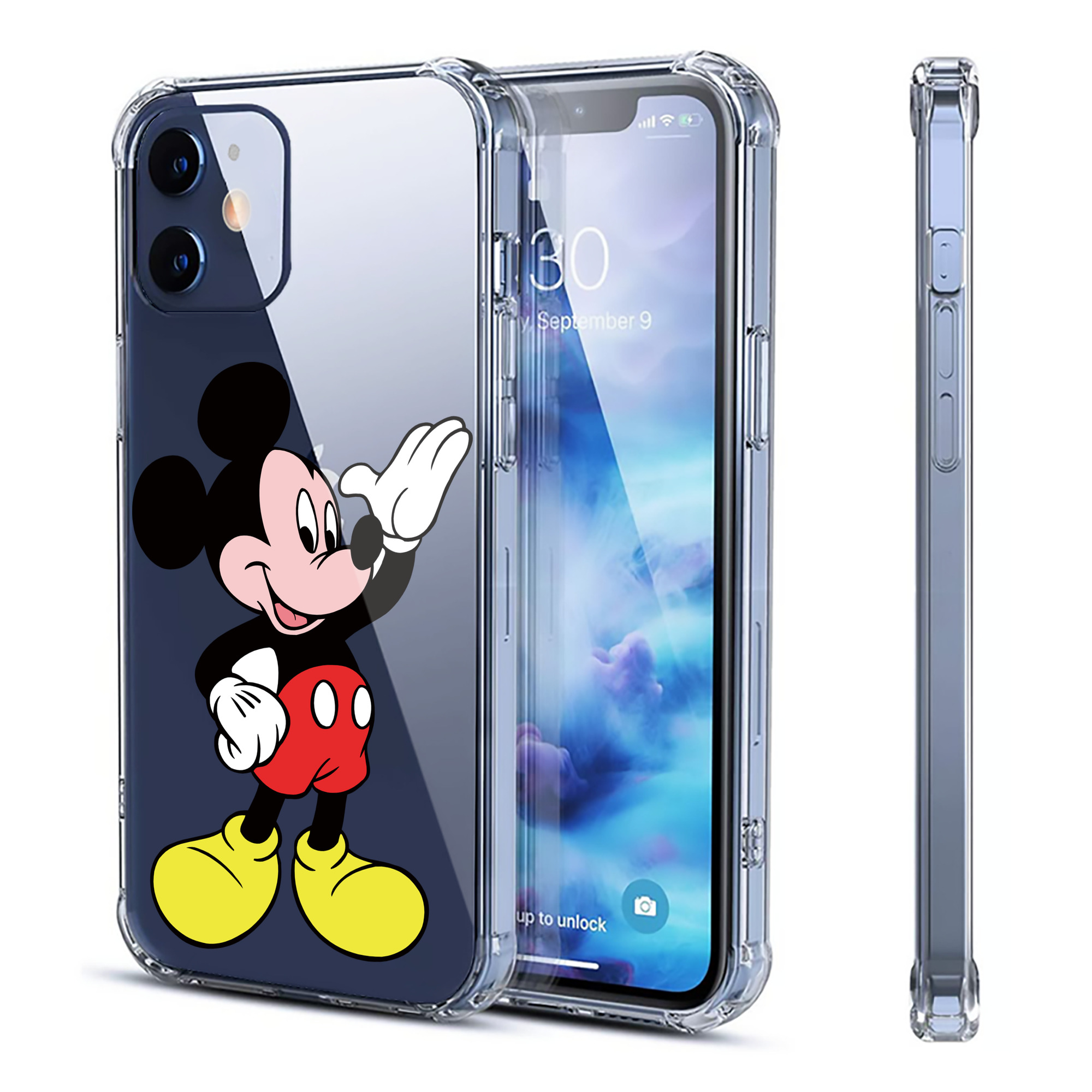 （画像用） ミッキーマウス Mickey Mouse 【iPhone 12シリーズ対応】透明スマホケース（クリアソフトケース）